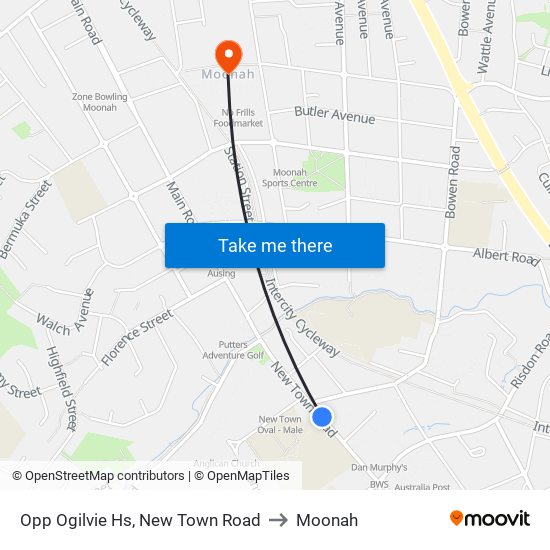 Opp Ogilvie Hs, New Town Road to Moonah map