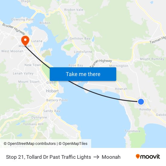 Stop 21, Tollard Dr Past Traffic Lights to Moonah map