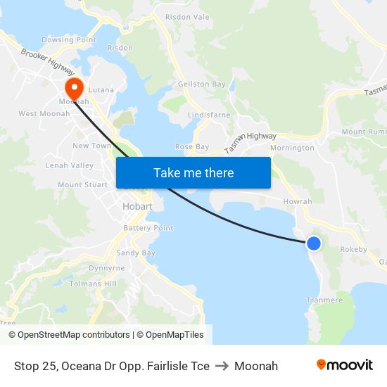 Stop 25, Oceana Dr Opp. Fairlisle Tce to Moonah map