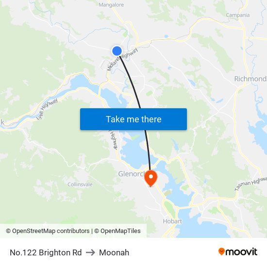 No.122 Brighton Rd to Moonah map