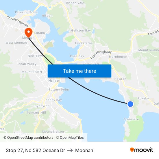 Stop 27, No.582 Oceana Dr to Moonah map