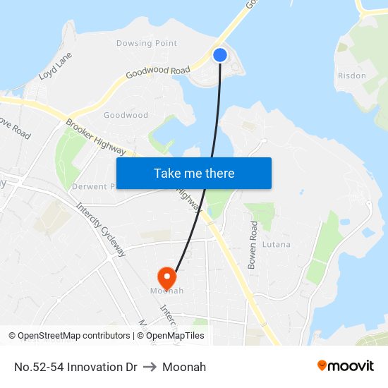 No.52-54 Innovation Dr to Moonah map