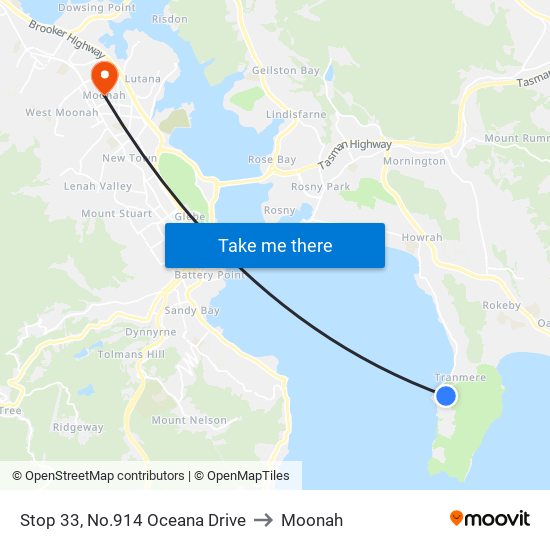 Stop 33, No.914 Oceana Drive to Moonah map