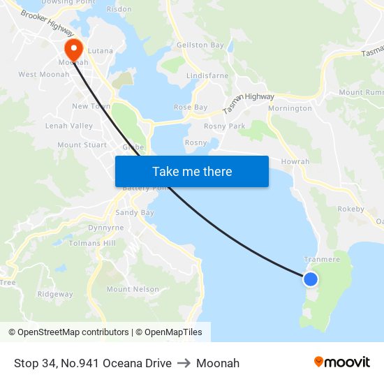 Stop 34, No.941 Oceana Drive to Moonah map