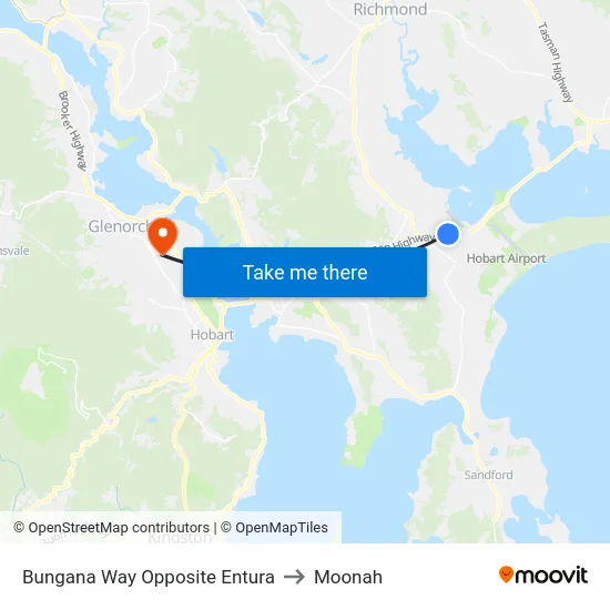 Bungana Way Opposite Entura to Moonah map