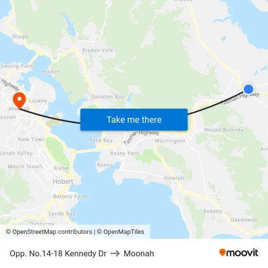 Opp. No.14-18 Kennedy Dr to Moonah map