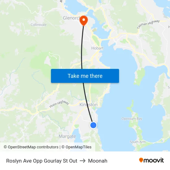 Roslyn Ave Opp Gourlay St Out to Moonah map