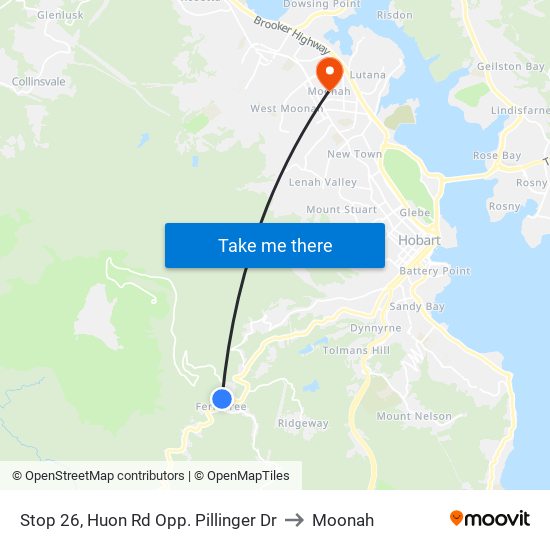 Stop 26, Huon Rd Opp. Pillinger Dr to Moonah map