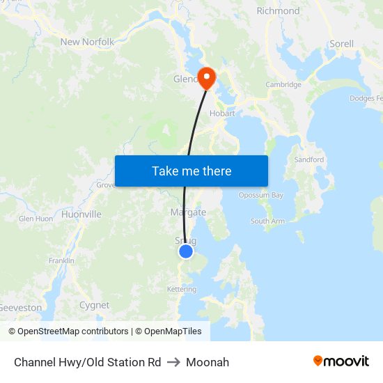 Channel Hwy/Old Station Rd to Moonah map