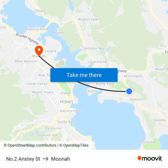 No.2 Anstey St to Moonah map