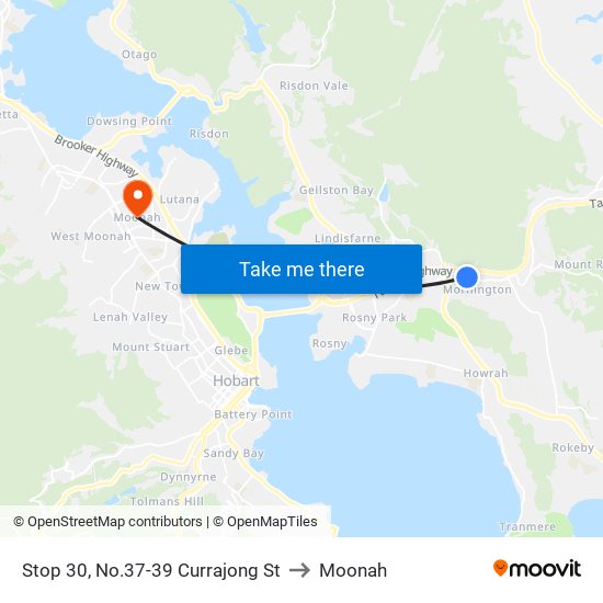 Stop 30, No.37-39 Currajong St to Moonah map