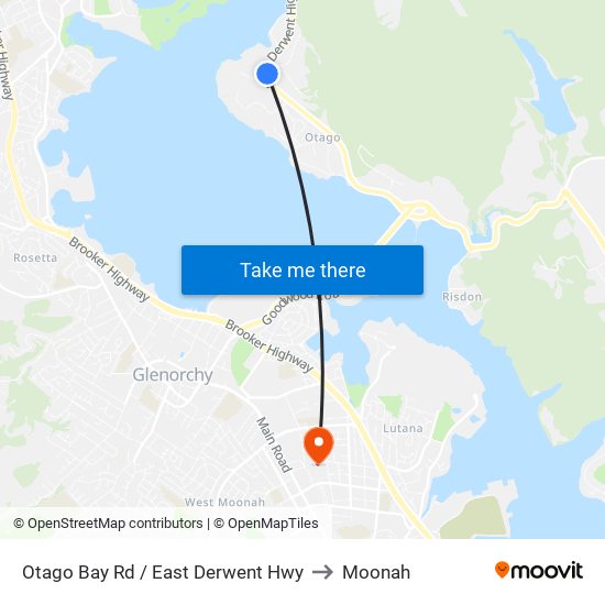 Otago Bay Rd / East Derwent Hwy to Moonah map