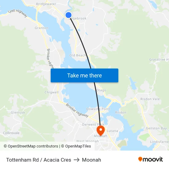 Tottenham Rd / Acacia Cres to Moonah map