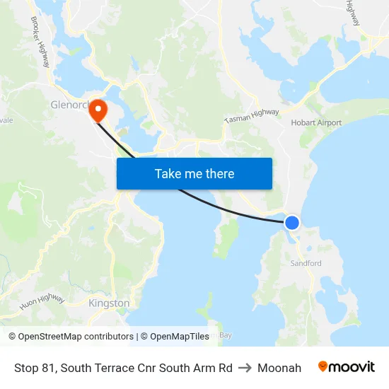 Stop 81, South Terrace Cnr South Arm Rd to Moonah map