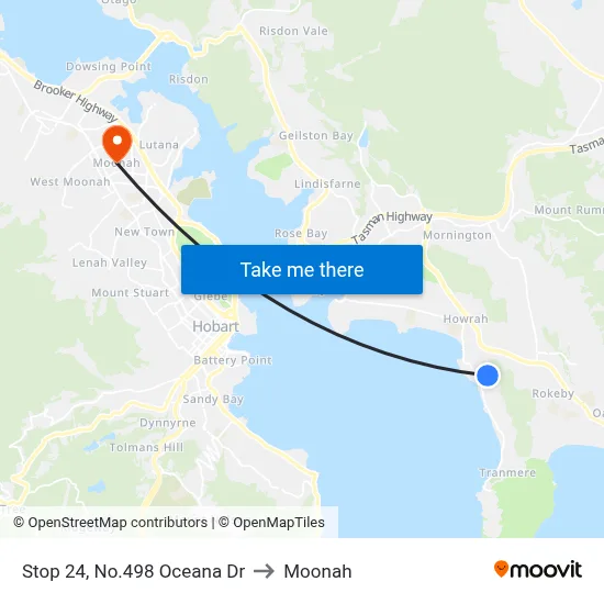 Stop 24, No.498 Oceana Dr to Moonah map