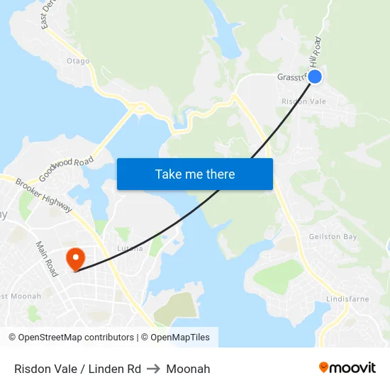 Risdon Vale / Linden Rd to Moonah map