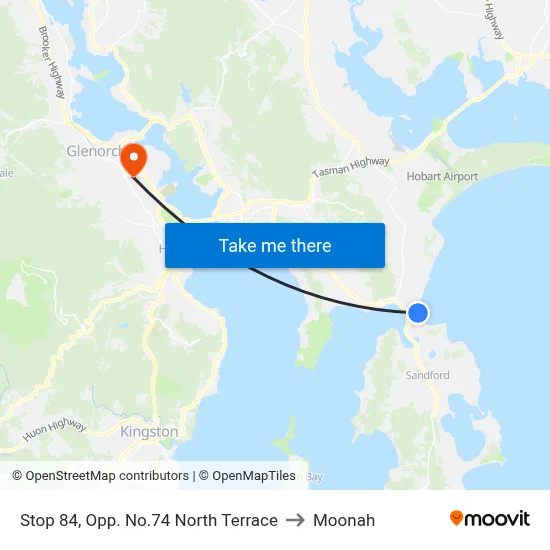 Stop 84, Opp. No.74 North Terrace to Moonah map