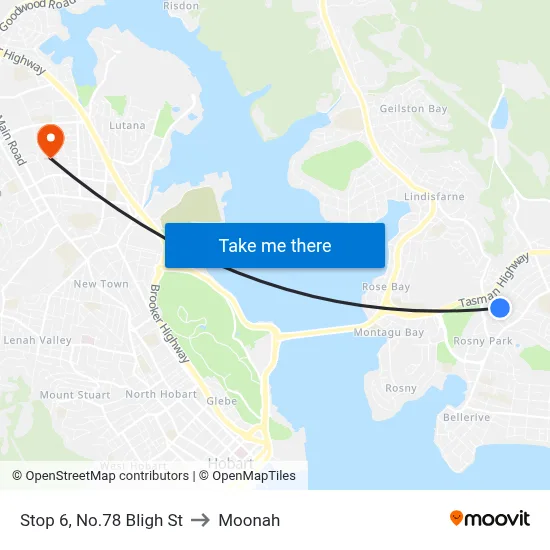 Stop 6, No.78 Bligh St to Moonah map