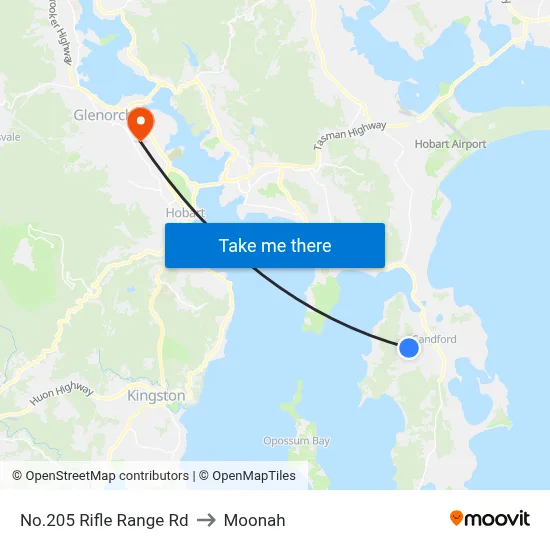 No.205 Rifle Range Rd to Moonah map