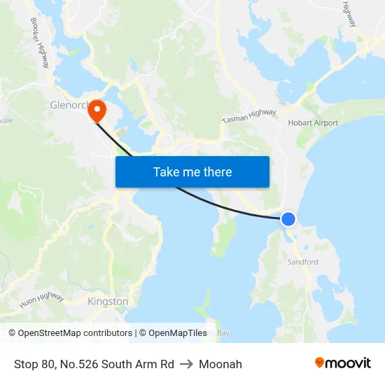 Stop 80, No.526 South Arm Rd to Moonah map