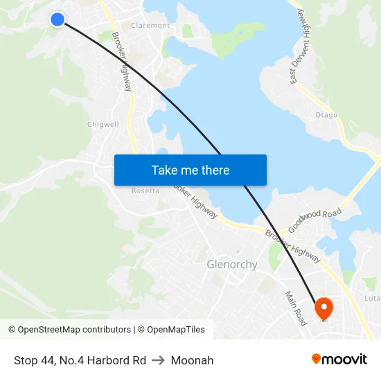 Stop 44, No.4 Harbord Rd to Moonah map