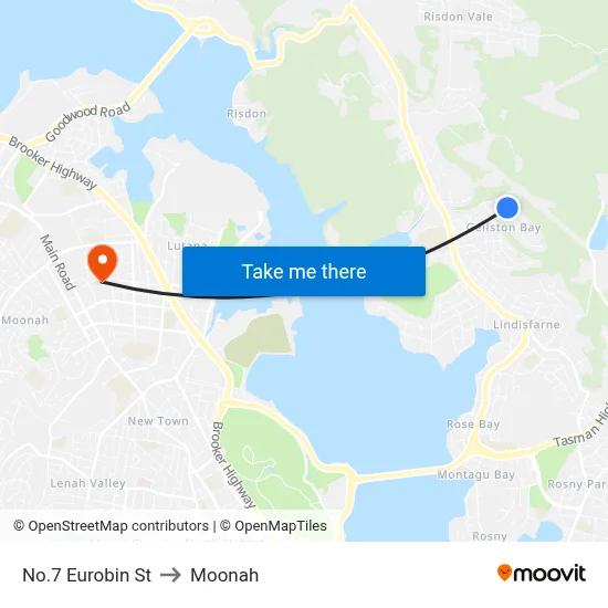 No.7 Eurobin St to Moonah map