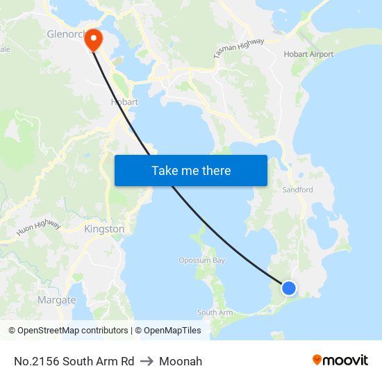 No.2156 South Arm Rd to Moonah map