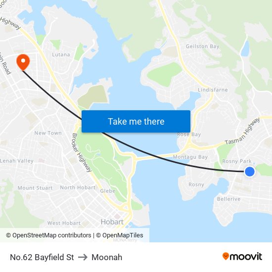 No.62 Bayfield St to Moonah map