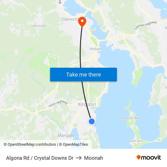 Algona Rd / Crystal Downs Dr to Moonah map