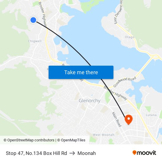 Stop 47, No.134 Box Hill Rd to Moonah map