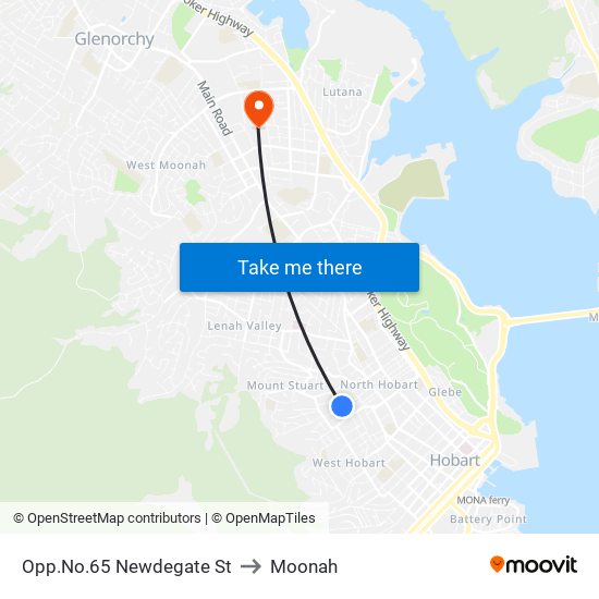 Opp.No.65 Newdegate St to Moonah map