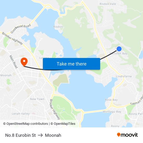 No.8 Eurobin St to Moonah map