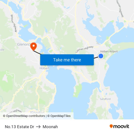 No.13 Estate Dr to Moonah map