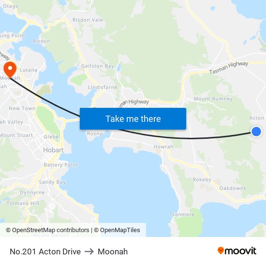 No.201 Acton Drive to Moonah map