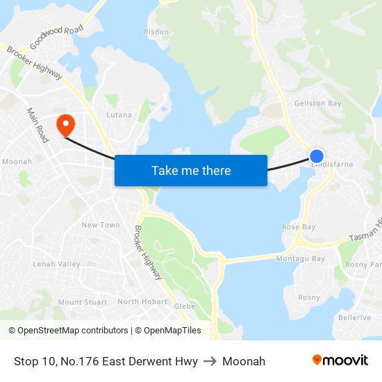 Stop 10, No.176 East Derwent Hwy to Moonah map