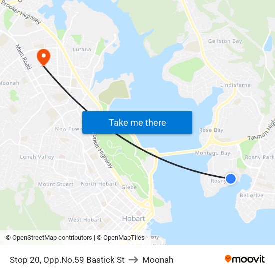 Stop 20, Opp.No.59 Bastick St to Moonah map