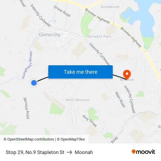 Stop 29, No.9 Stapleton St to Moonah map