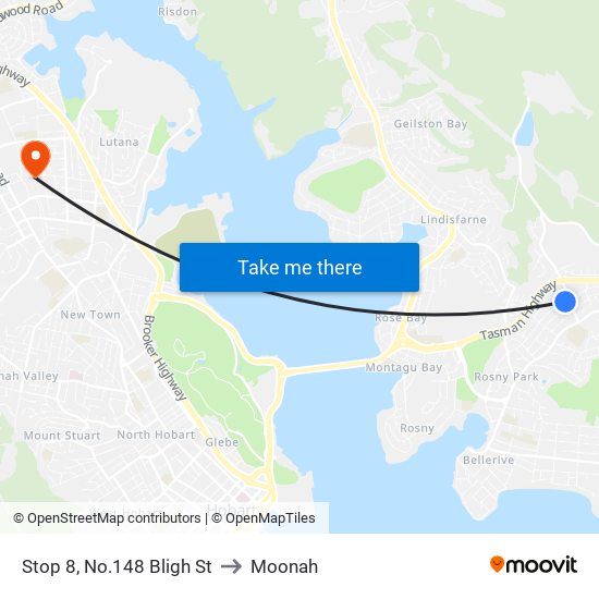 Stop 8, No.148 Bligh St to Moonah map