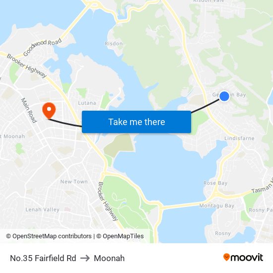 No.35 Fairfield Rd to Moonah map