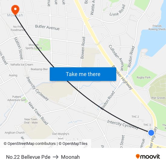 No.22 Bellevue Pde to Moonah map