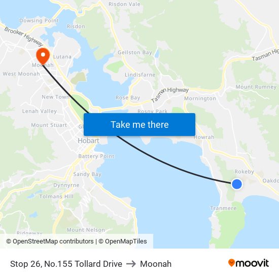 Stop 26, No.155 Tollard Drive to Moonah map