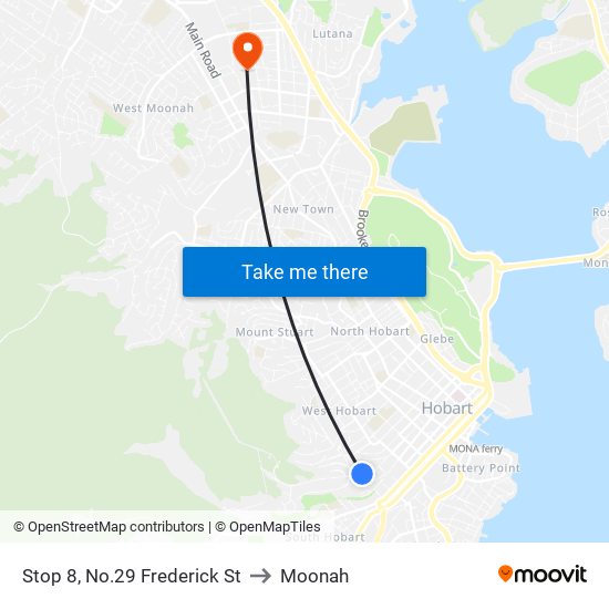 Stop 8, No.29 Frederick St to Moonah map