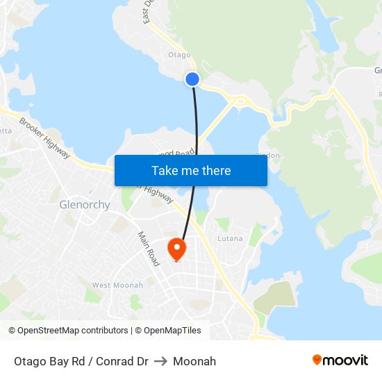 Otago Bay Rd / Conrad Dr to Moonah map