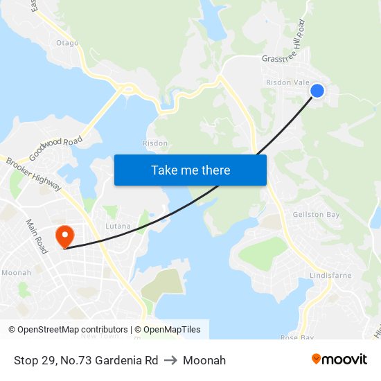 Stop 29, No.73 Gardenia Rd to Moonah map