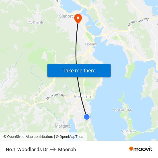 No.1 Woodlands Dr to Moonah map