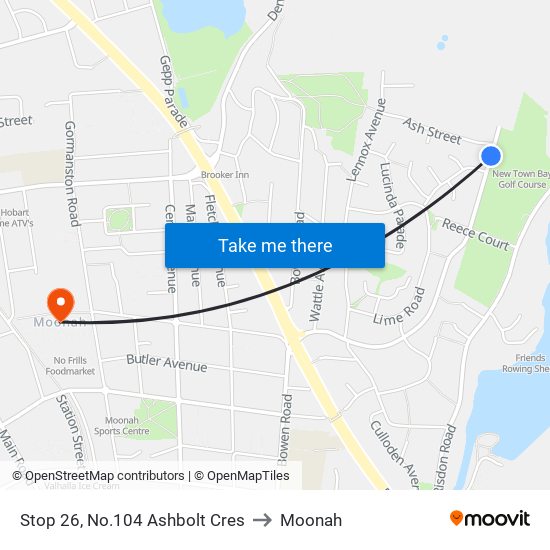 Stop 26, No.104 Ashbolt Cres to Moonah map