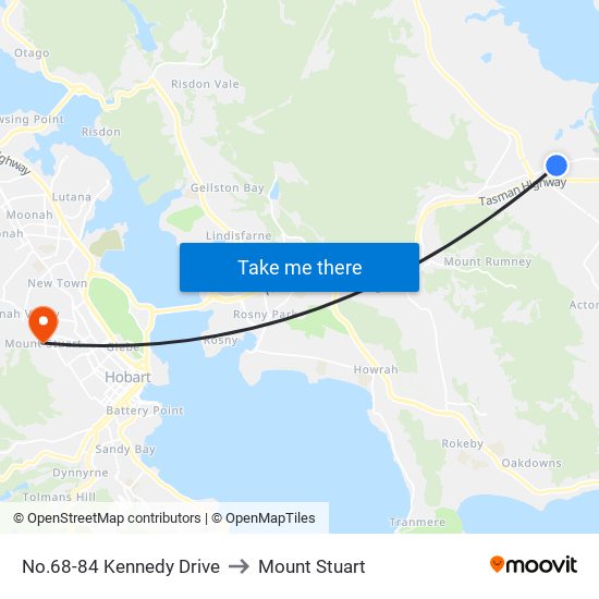 No.68-84 Kennedy Drive to Mount Stuart map