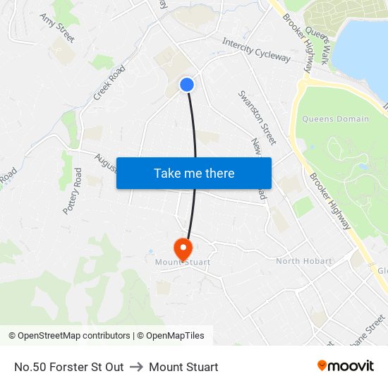 No.50 Forster St Out to Mount Stuart map