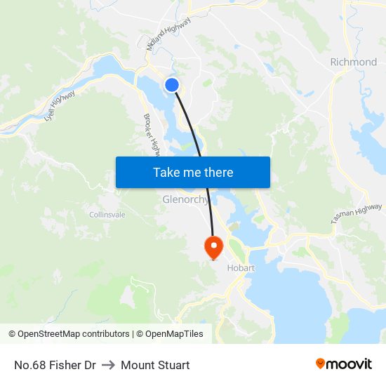 No.68 Fisher Dr to Mount Stuart map