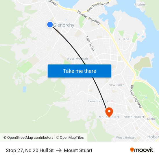 Stop 27, No.20 Hull St to Mount Stuart map